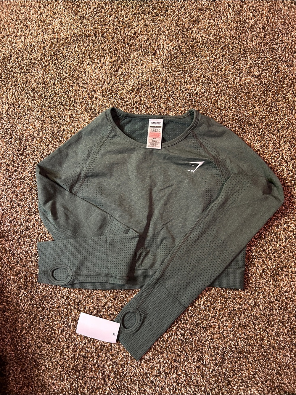 Gymshark Olive Green Long Sleeve Cropped Seamless Top